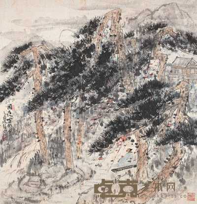 崔如琢 2005年作 闲庭坐明月 镜心 73.5×71.5cm
